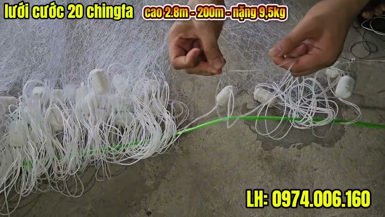 Lưới chingfa cước 20. Dài 200m nặng 9,5kg. LH: 0974.006.160