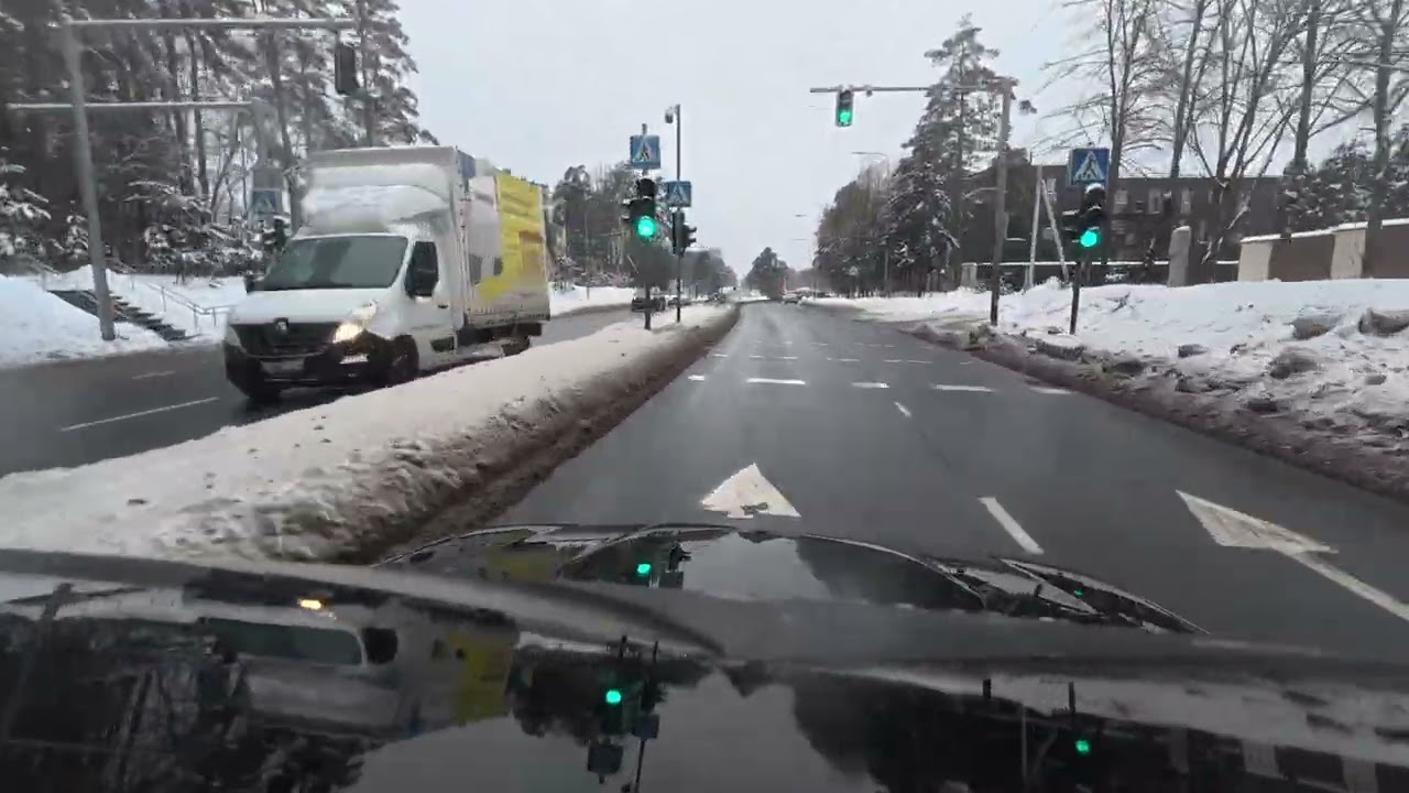 Vilnius Winter Drive | Calm Organ Music | Relaxing City Ride