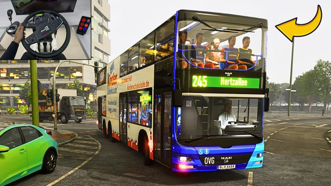 The Bus - Driving the MAN Double Decker Bus in Berlin | Steering Wheel Gameplay