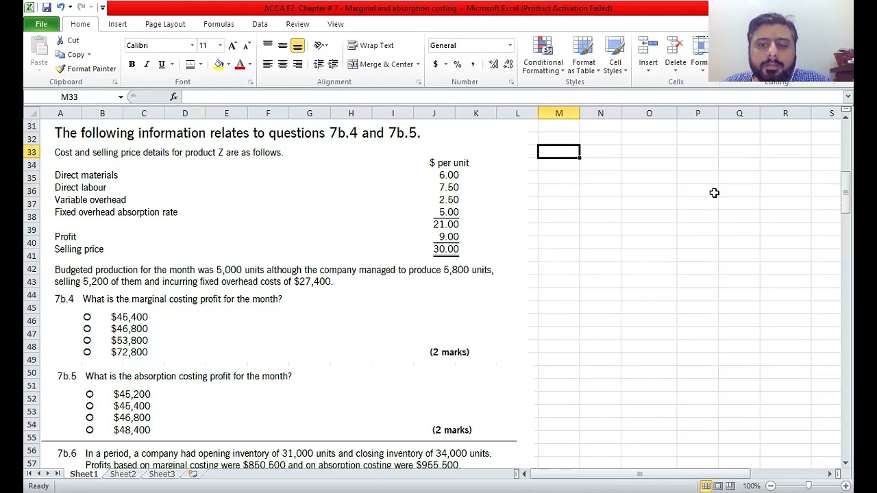 costing marginal and absorption costing mcqs