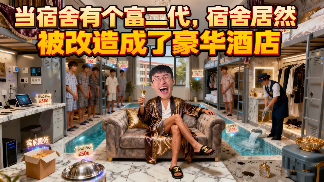 当宿舍有个富二代，宿舍居然被改造成了豪华酒店#沙雕#喜劇#幽默#校園#內容過於真實