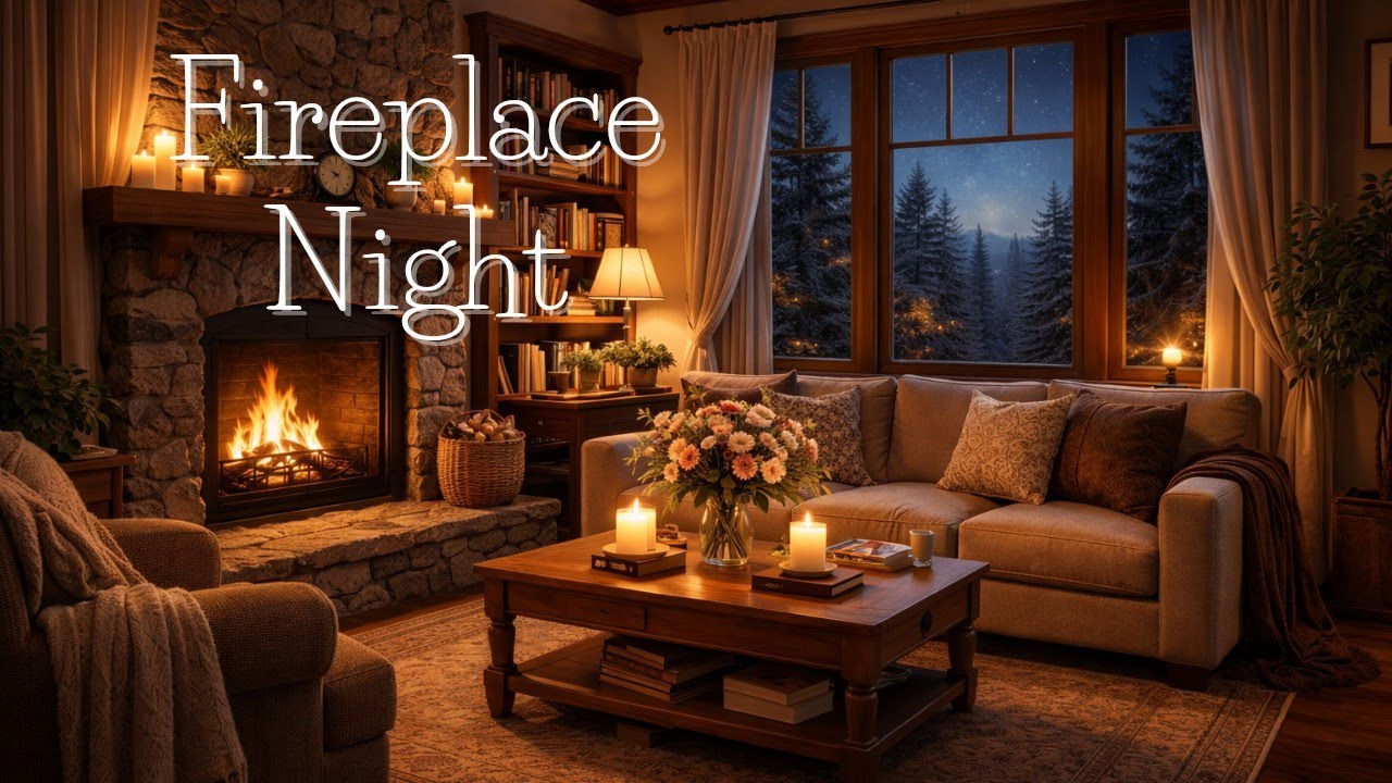Fireplace Lounge | Smooth Jazz Night Ambience