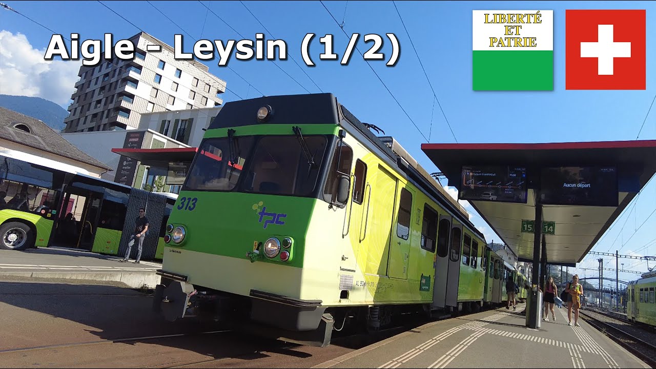 Train Aigle - Leysin (TPC) 1/2 (Sep 2023)  4K #switzerland #railway #aigle