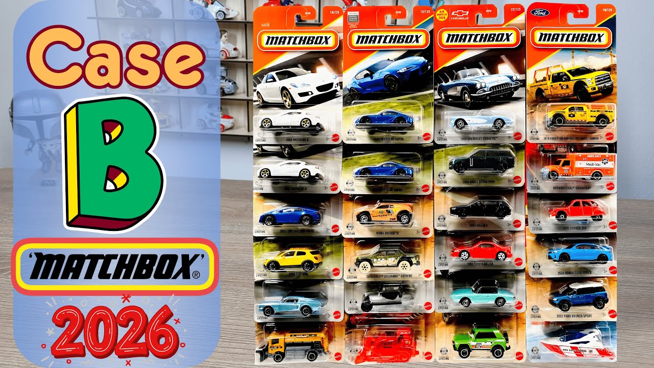 Распаковка набора Matchbox 2026 B Case Mix 2 с автомобилем Chevrolet Corvette 1958 года.