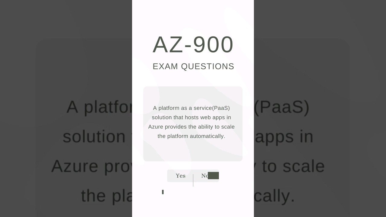 AZ- 900 REAL EXAM QUESTIONS #azure #microsoft #examquestion #question #shorts #viral #trending