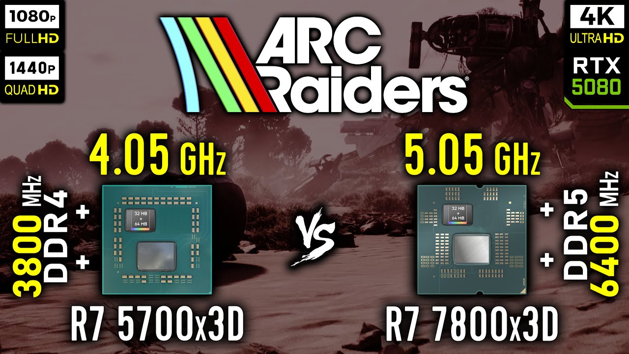Ryzen 7 5700X3D vs Ryzen 7 7800x3D in ARC Raiders | RTX 5080 [ 1080p, 1440p, 4K ]