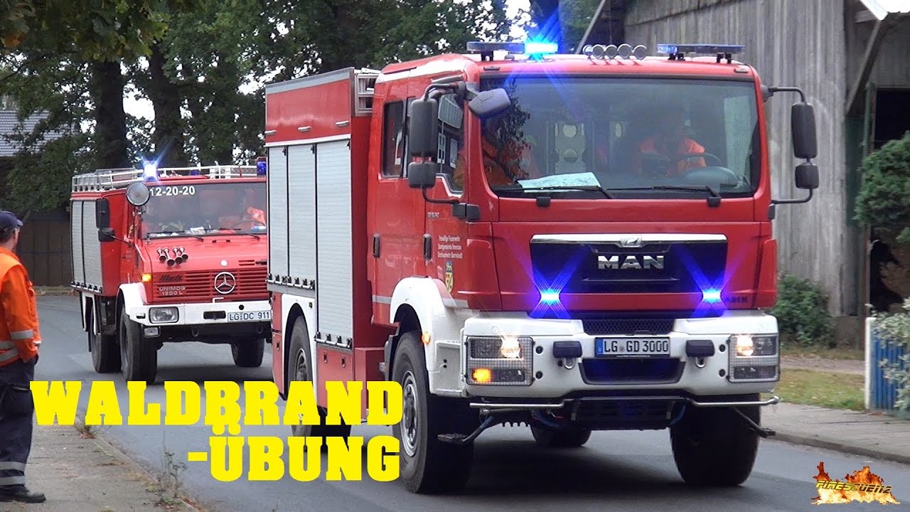 Große Waldbrandübung in Garstedt - Einsatzfahrten Kreisfeuerwehr Lüneburg + Pendelfahrten