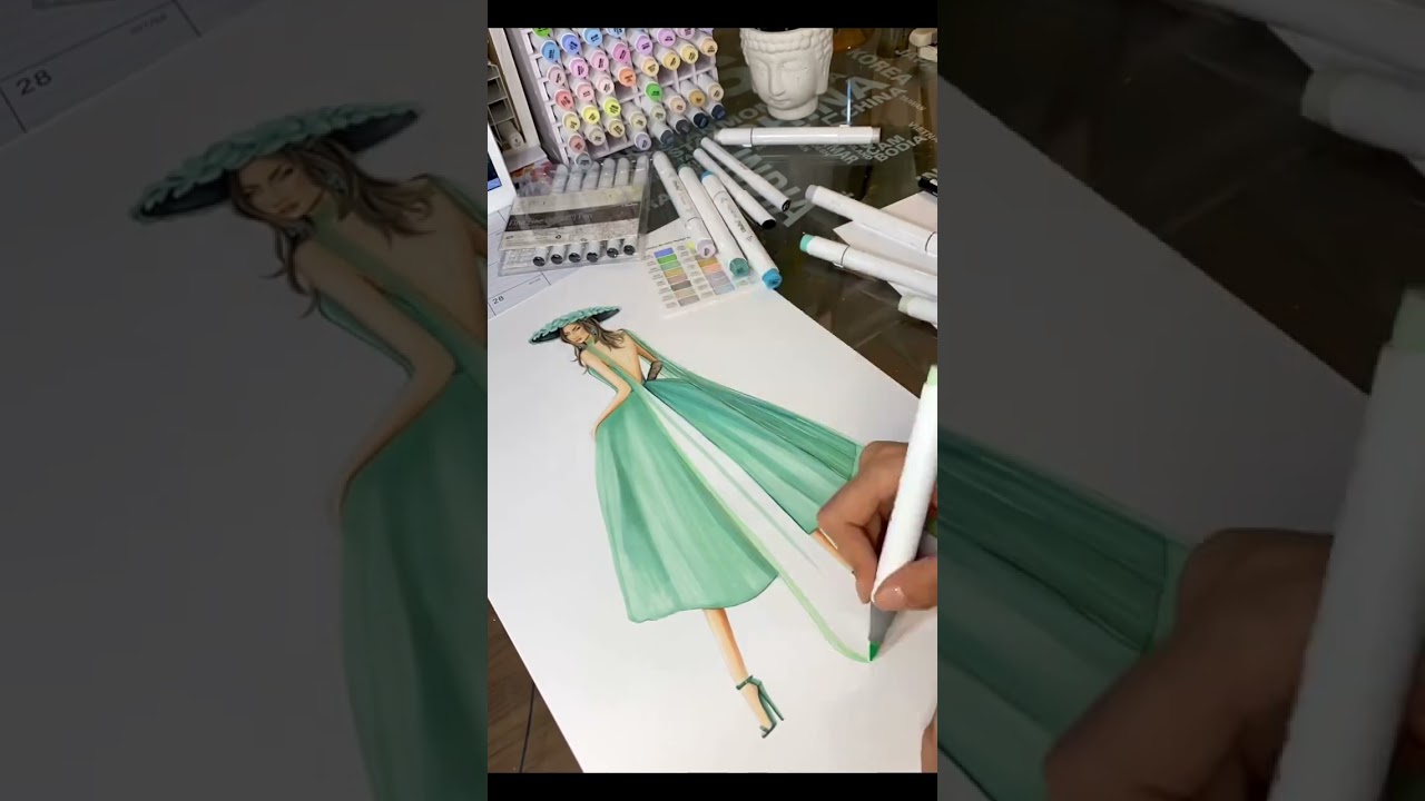 Fashion illustration-the Paris lady #fashiondrawing #fashionillustration #sketchbook #ohuhumarkers