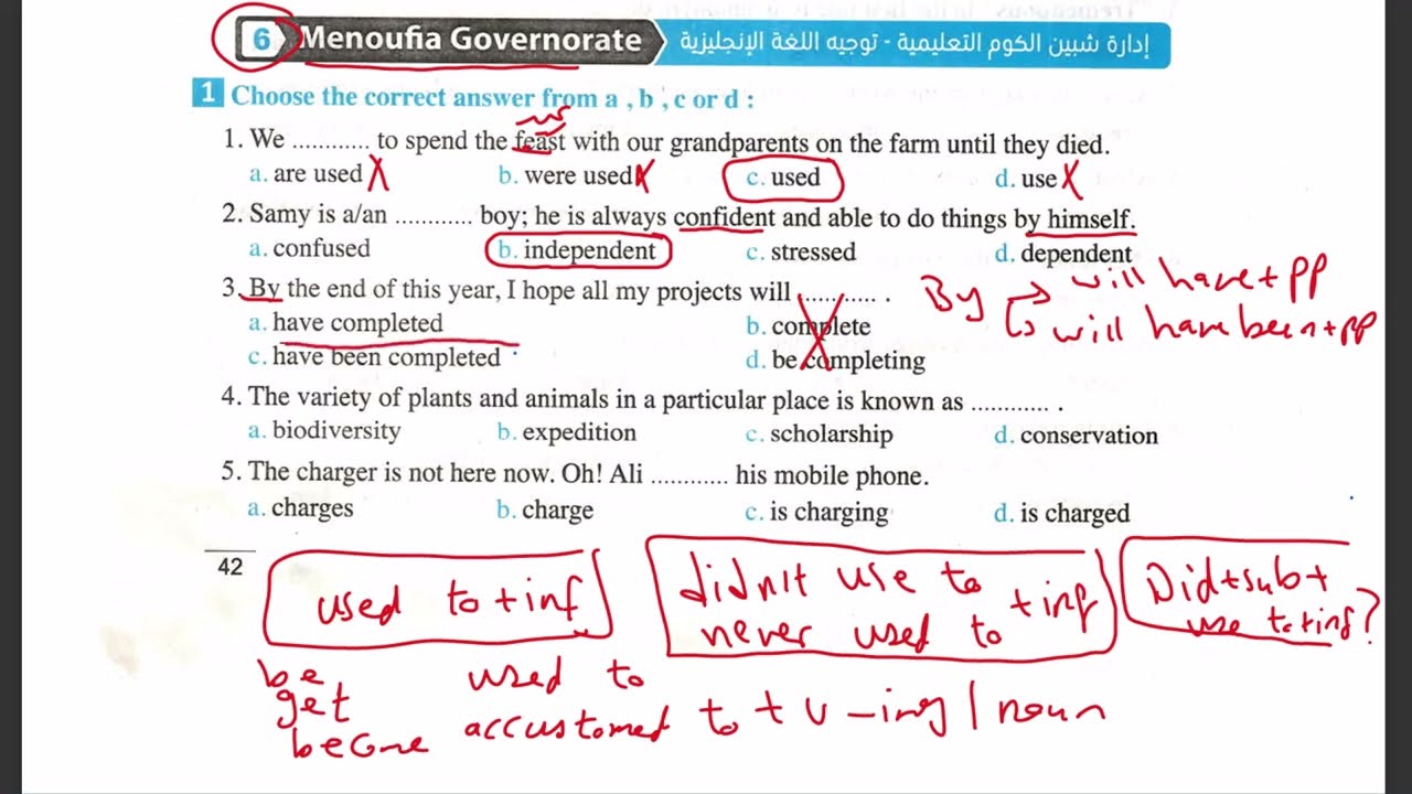 امتحانات المحافظات ملحق المعاصر 2 ثانوى انجليزى الترم الثانى 2025 محافظة المنوفية (6) Secondary Two