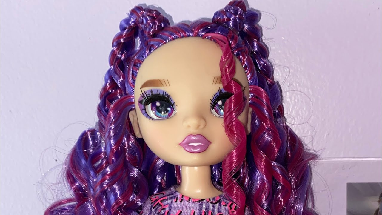 Rainbow High Emi Vanada doll hair RESTYLE 💜💖🖤😘