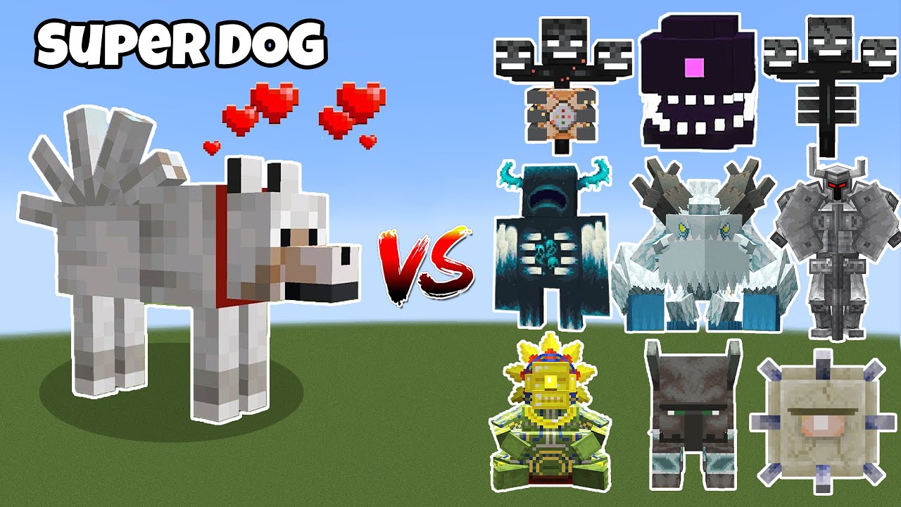 SuperDog vs All the Strongest Bosses in Minecraft - Wither Storm,Warden,Barako,Ferrous...