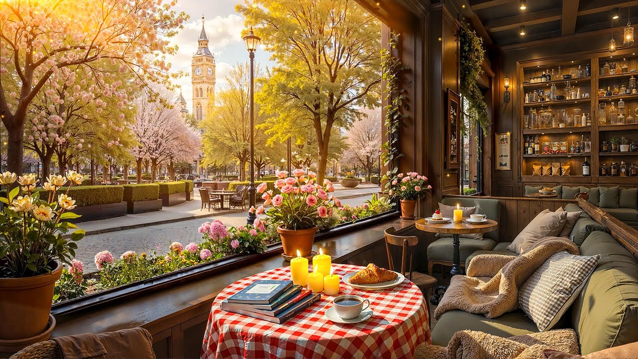 Gentle Indoor Jazz for Relaxation | Spring Coffee Shop Ambience & Calm Jazz for Positive Morning