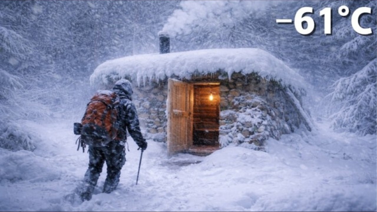 Surviving the SNOWTORM by building a Cabin House | The Most Intense Blizzard Ever