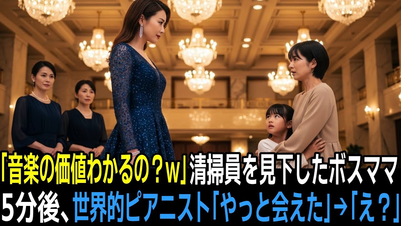 「清掃員に音楽の価値わかるの？」一流音楽ホールで私をバカにしたボスママ。5分後、世界的ピアニストが現れ「やっと会えたね」→全員が凍りつく