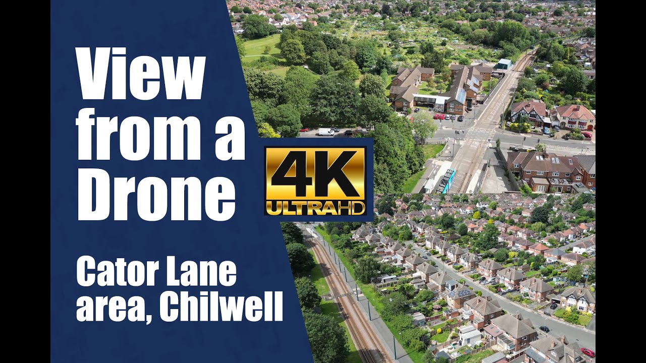 Drone footage around the NET Cator Lane Tram Stop ///rugs.locals.envy