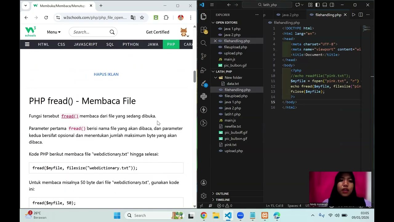 W3school : PHP FILE HANDLING,PHP FILE OPEN/READ/CLOSE, PHP FILE CREATE/WRITE, PHP FILE UPLOAD