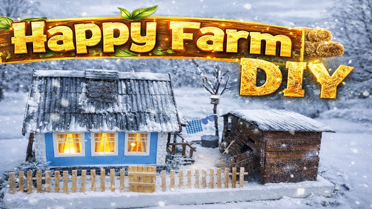 DIY Cozy Winter House Miniature | Diorama Rustic Barn Scene | HandMade Cardboard House