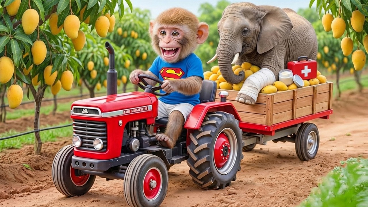 Monkey GoLu’s Mango Garden Turns Into an Emergency— He Finds an Elephant Trapped Under a Fallen Tree