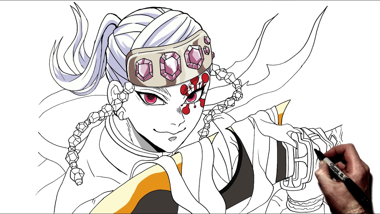 How To Draw Tengen Uzui (Sound Hashira) | Step By Step | Demon Slayer