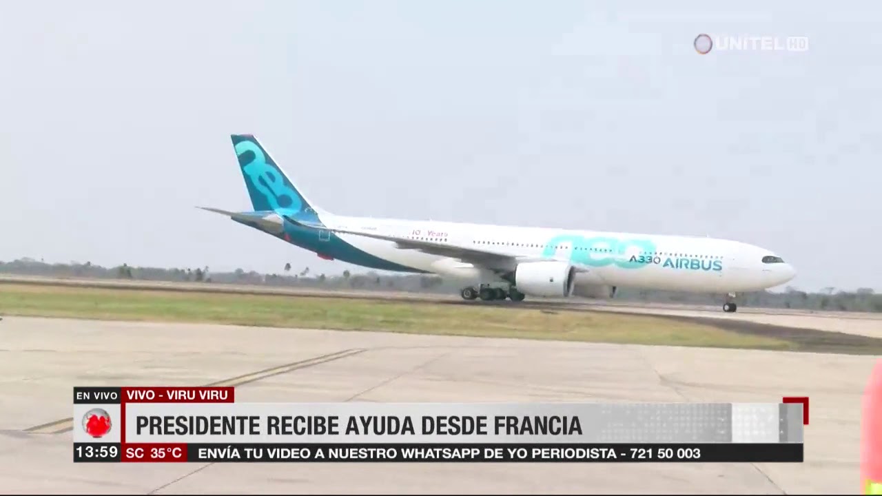 Llegó la ayuda desde Francia, el avión aterrizó este sábado en Viru Viru