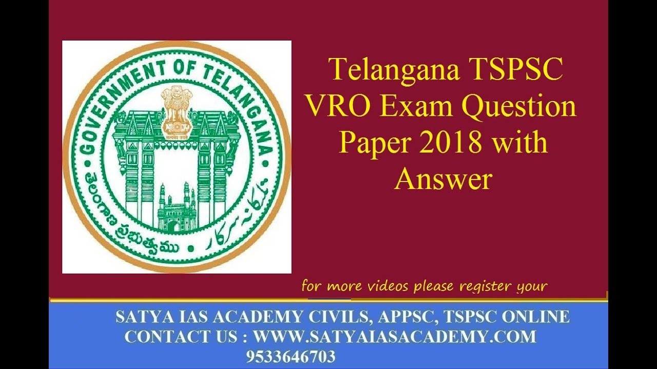 TSPSC VRO Question papers with answers 2018