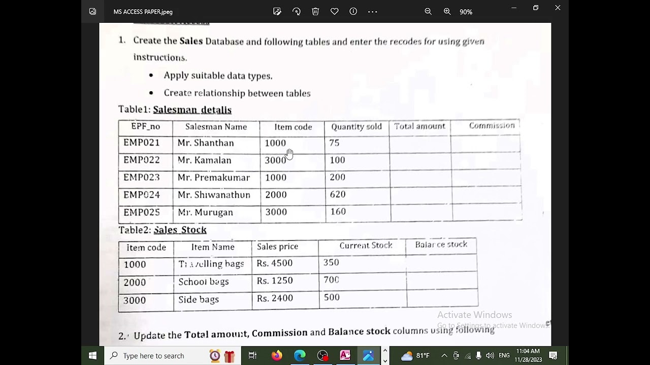 Microsoft Access Practical Paper Discussion