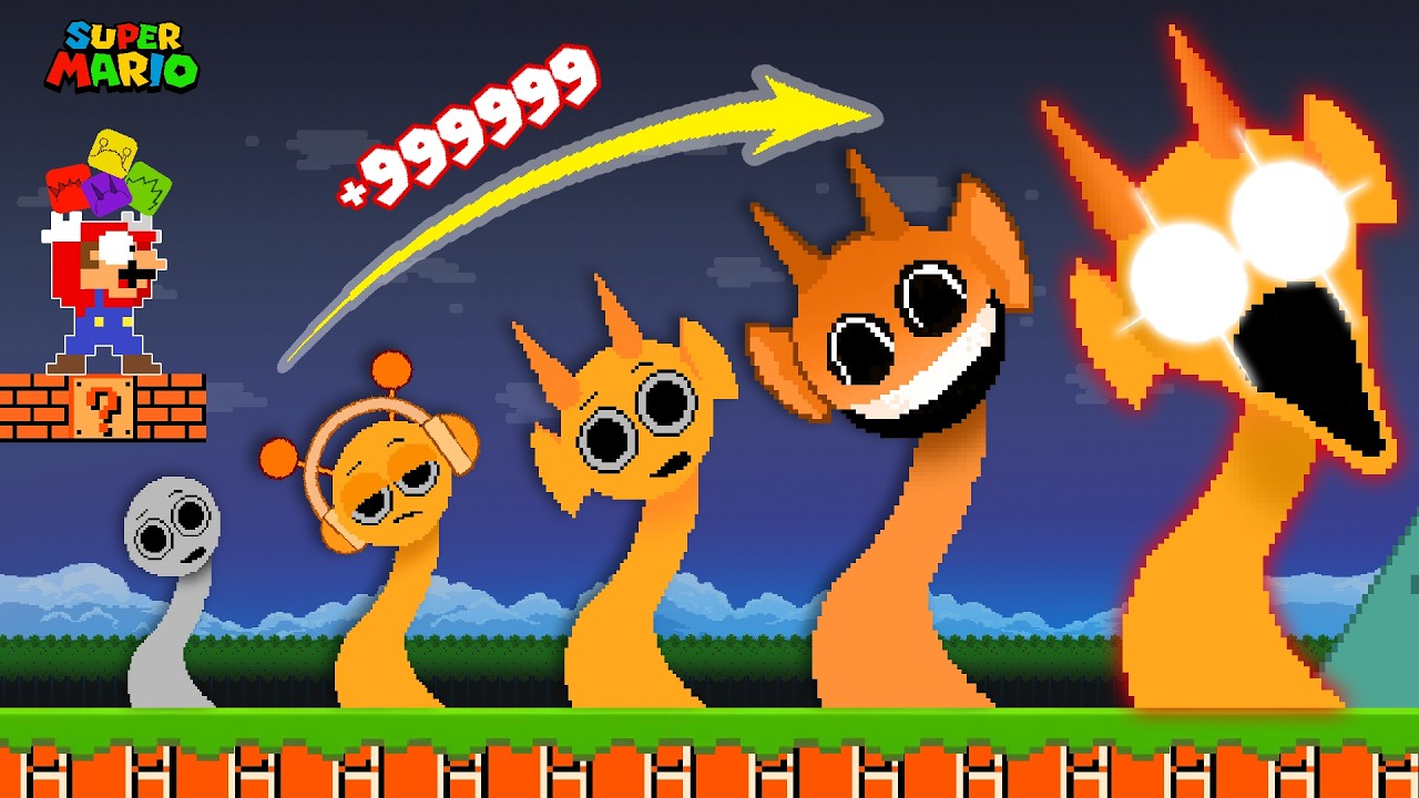 EVOLUTION Sprunki Oren Phase 999,999 save Mario in Super Mario Bros.