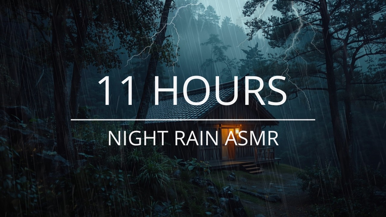 Heavy Rainstorm at Remote Forest House 🌧️ Cozy Light, Dark Woods & Thunder for Sleep | 4K ASMR LIVE