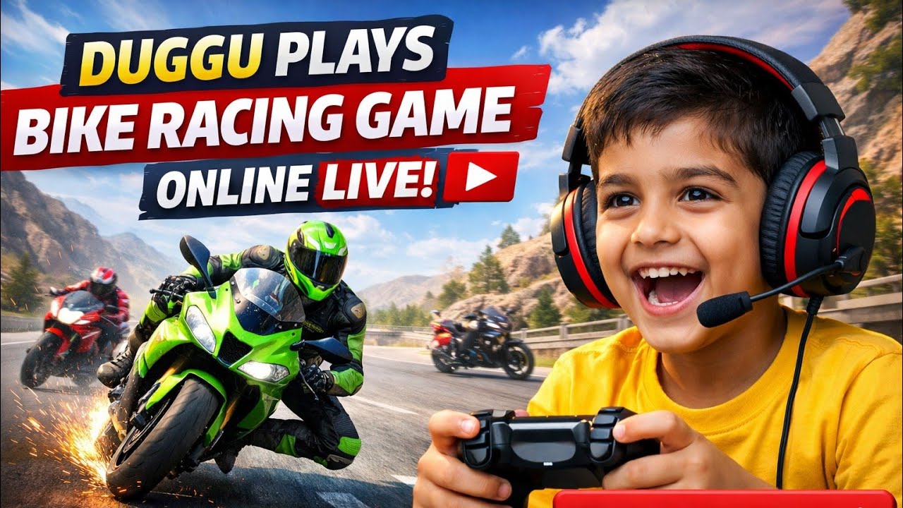 Duggu Playing Bike Racing Game 🏍️ | Super Fast & Fun Gameplay for Kids📝  #kidsplaying #game 