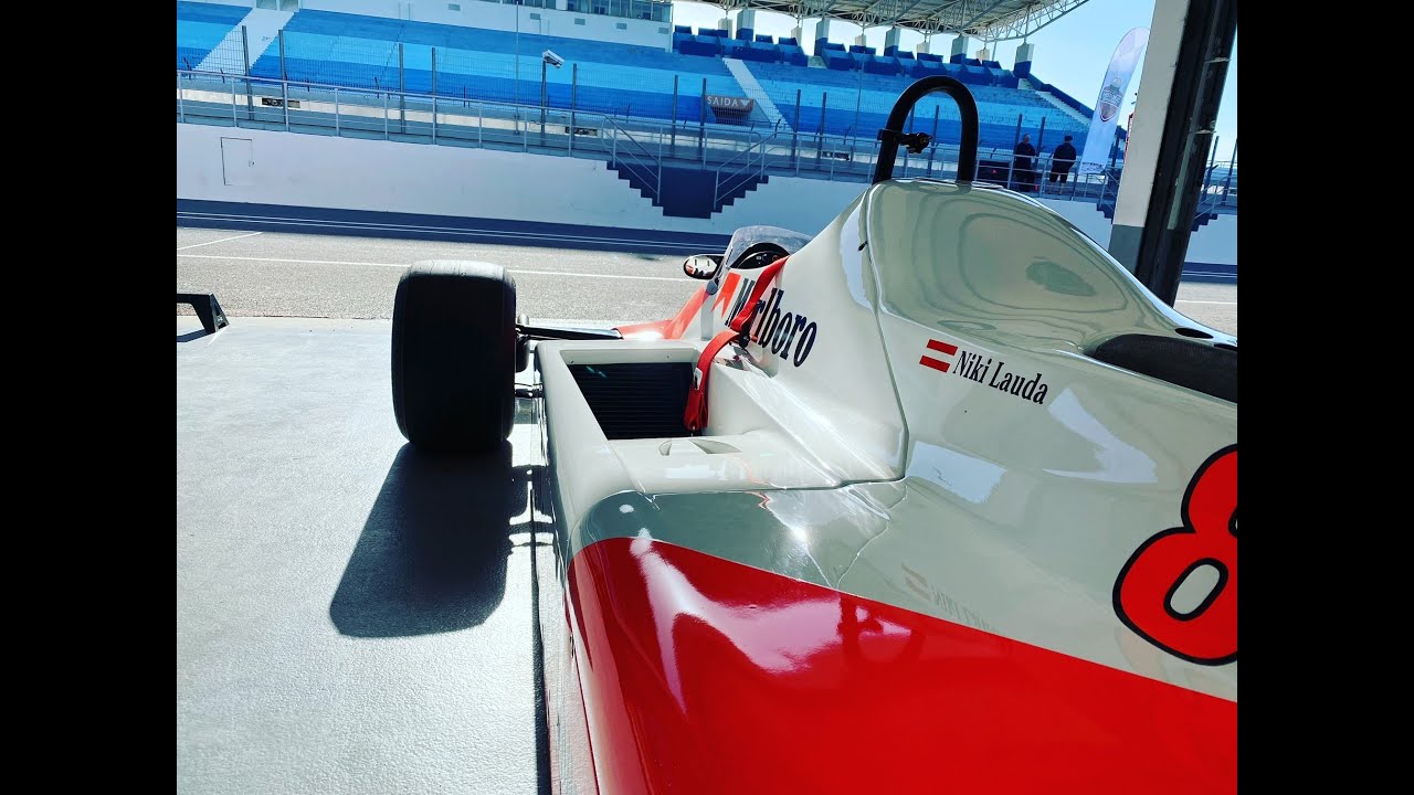 Drivers eye view in the ex Niki Lauda 1982 McLaren MP4/1