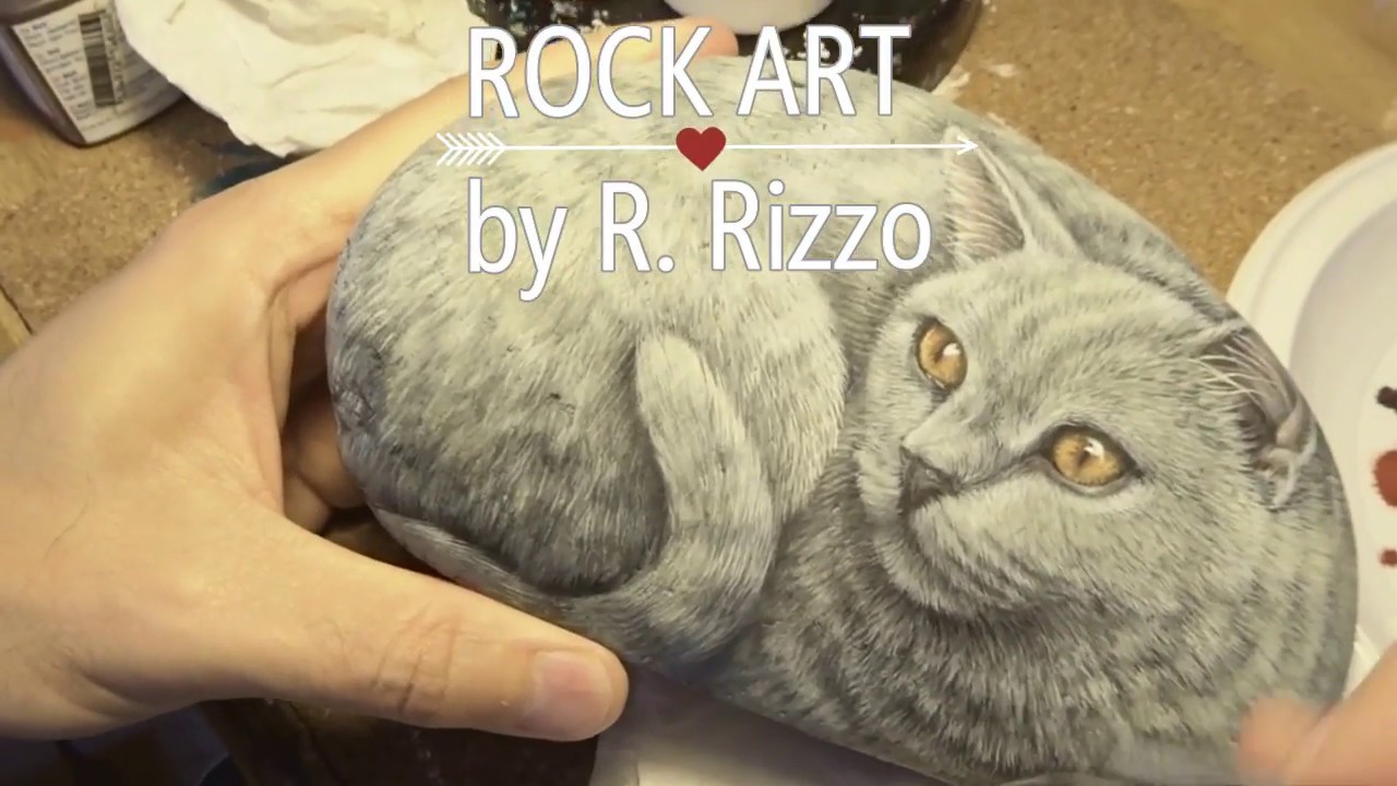 Hand Painted Rock Cats by Roberto Rizzo | www.robertorizzoart.net