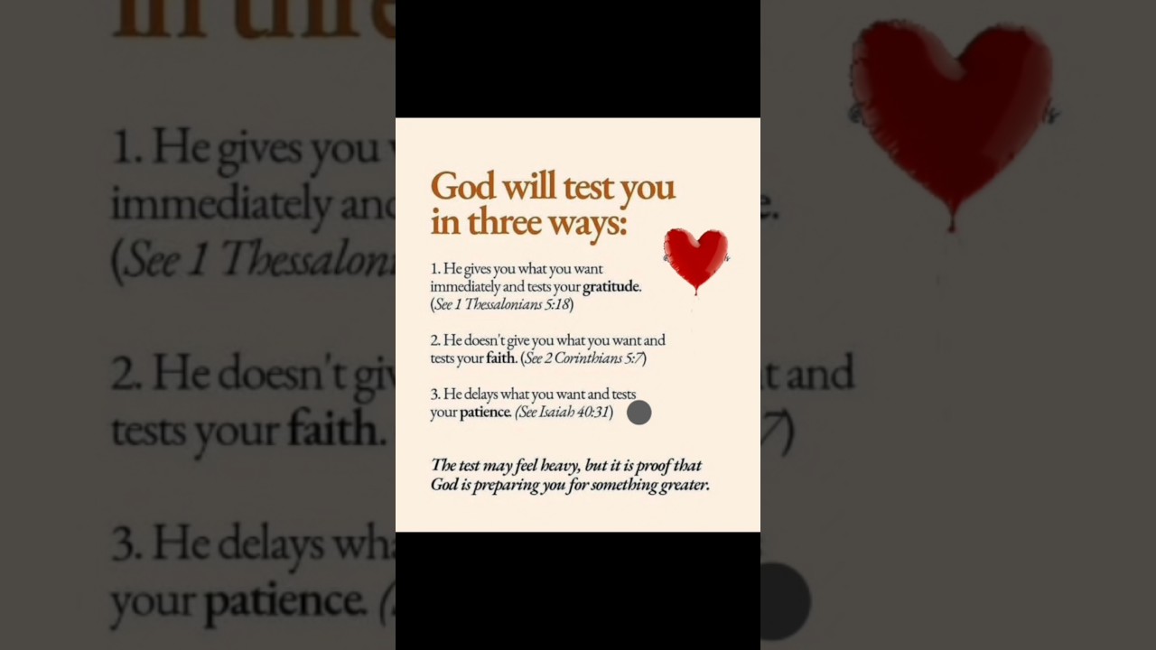 God will test you in three ways.🙏🙌 
