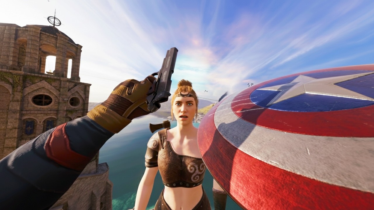 Evil Captain America in Blade and Sorcery VR...