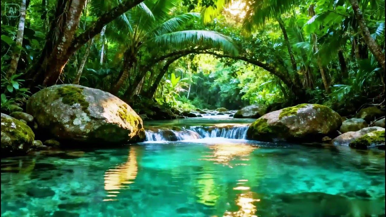 Mountain Stream Sounds, Beautiful Forest Atmosphere and Birdsong, Nature Sounds for Relaxing, ASMR
