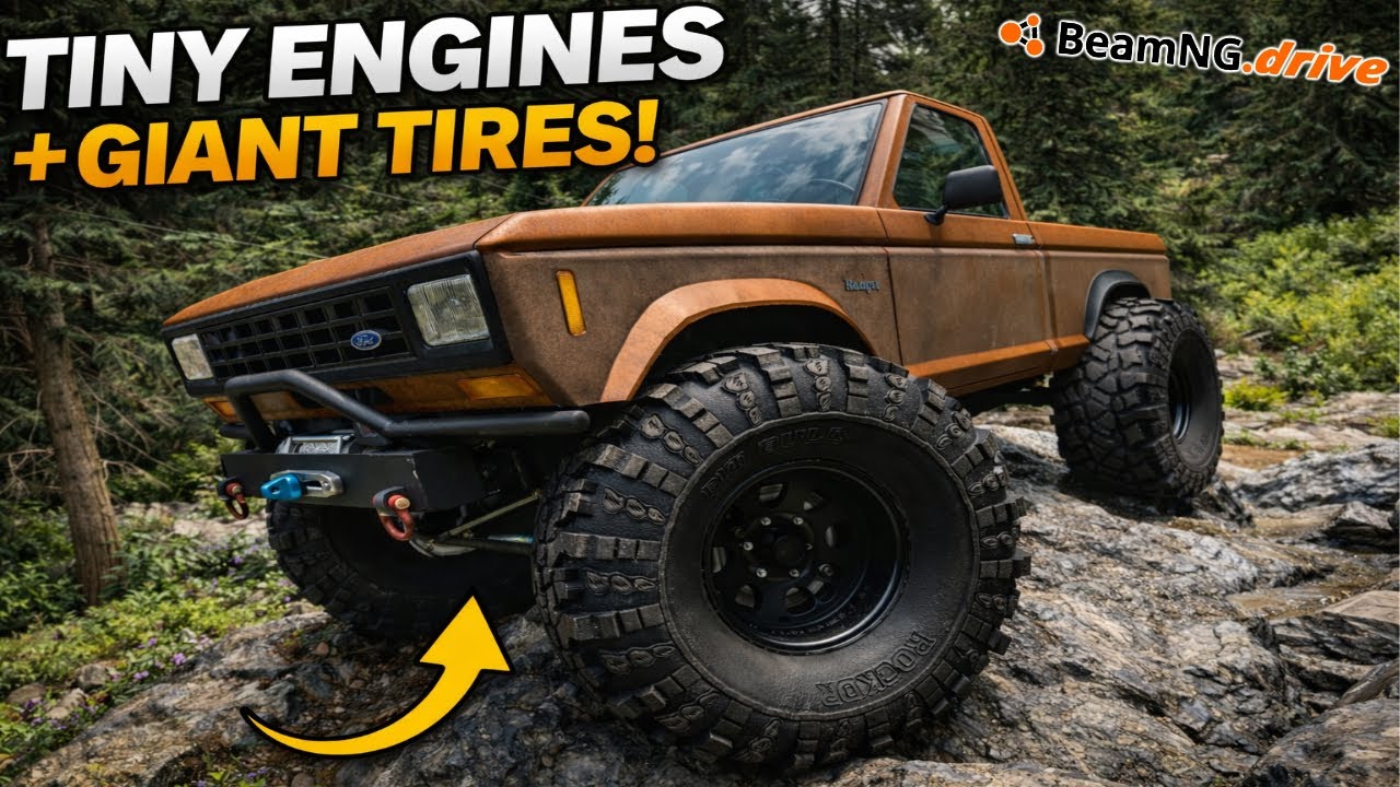 FORD RANGER ON 44in TIRES TAKES ON OFFROAD TRAIL!! - BEAMNG.DRIVE MP