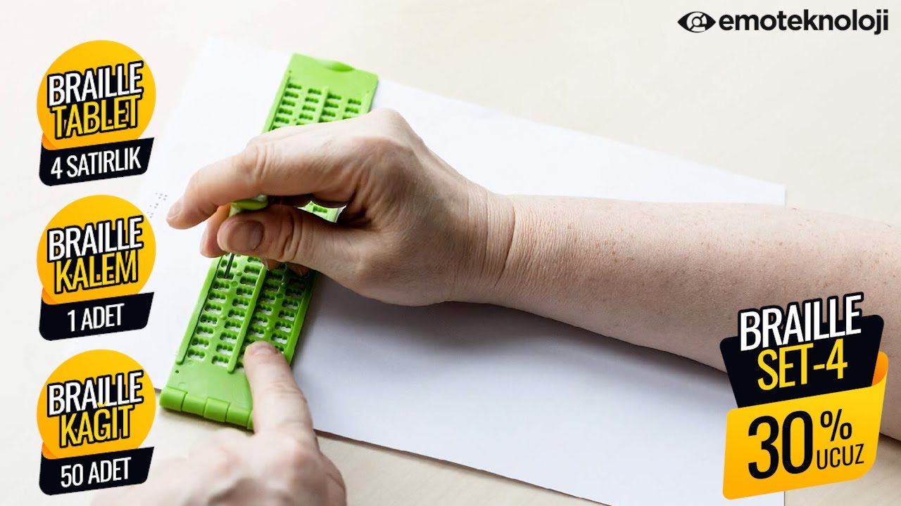 Braille Eğitim Seti 4 - Kabartma Tablet, Kabartma Kağıt, Kabartma Kalem