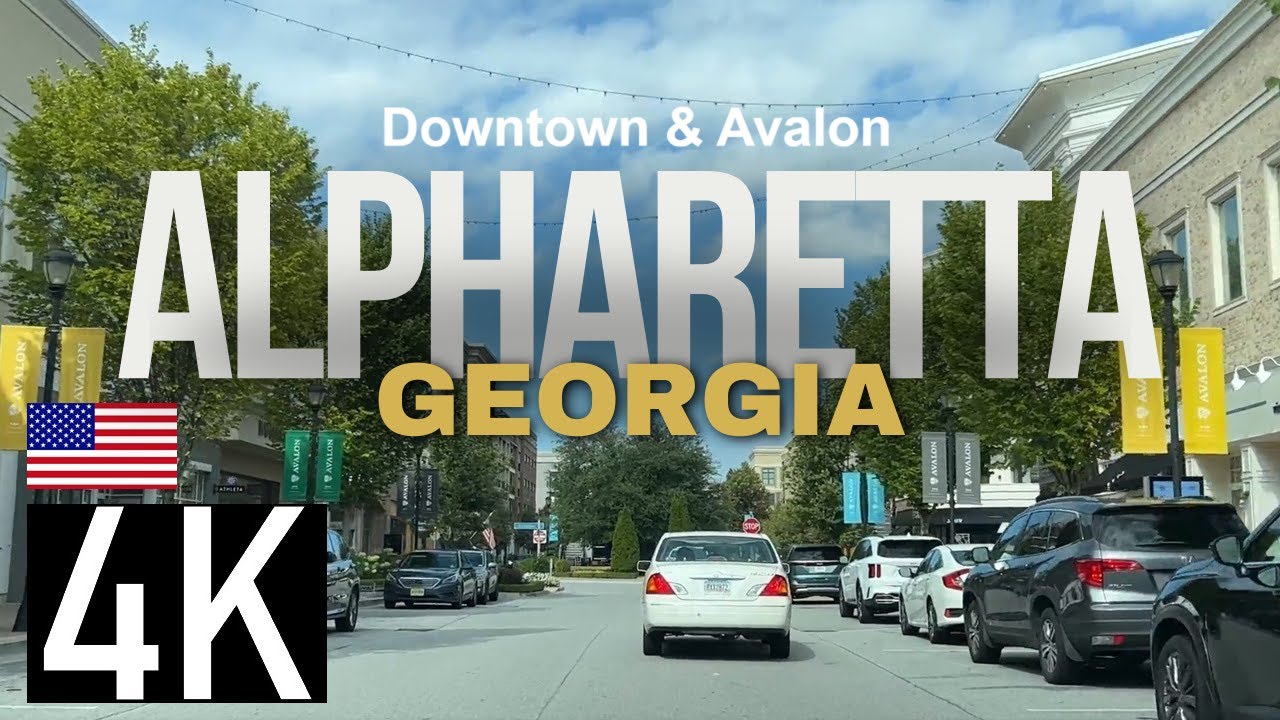 Road Tour of Alpharetta, GA in 4K - Driving in Alpharetta, Georgia - Includes Downtown & Avalon
