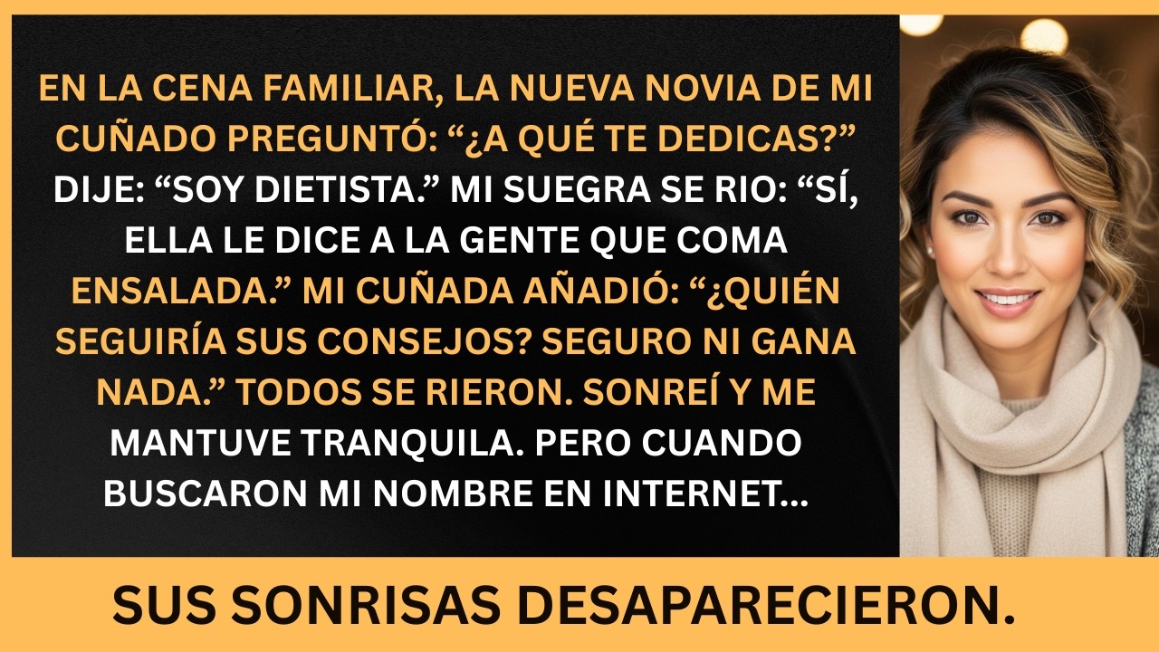 EN LA CENA FAMILIAR LA NUEVA NOVIA DE MI CUÑADO PREGUNTÓ ¿A QUÉ TE DEDICAS DIJE SOY - Voz Latina