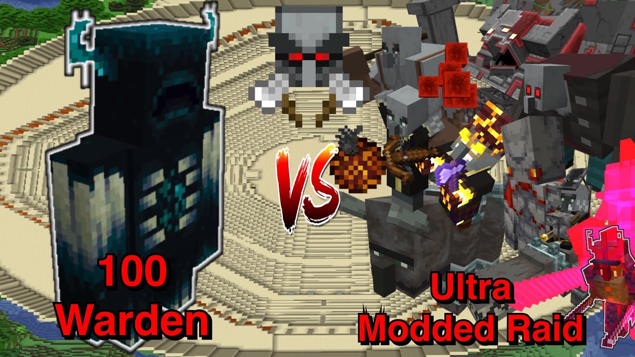 Minecraft |Mobs Battle |100 Warden VS Ultra Modded Raid