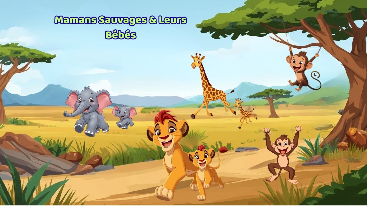 Mamans Sauvages & Leurs Bébés 🦁🐘 | Chanson des Animaux pour Enfants | Safari Préscolaire