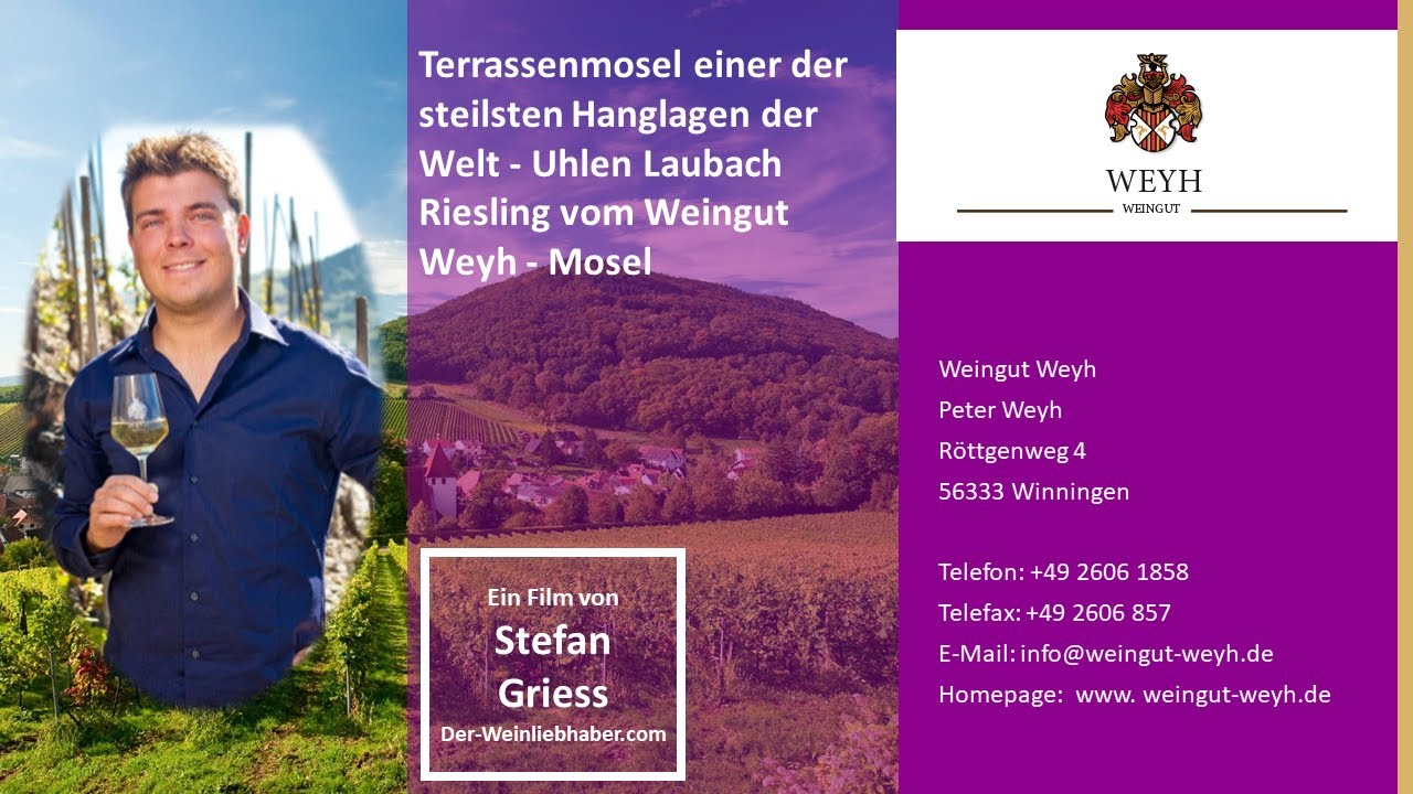 Terrassenmosel einer der steilsten Hanglagen der Welt - Uhlen Laubach Riesling Weingut Weyh - Mosel