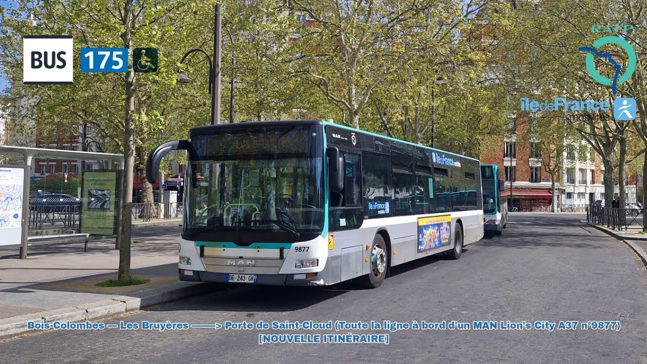 [Ligne 175 RATP] Lion's City A37 n°9877 – Bois-Colombes – Les Bruyères à Porte de Saint-Cloud #ratp