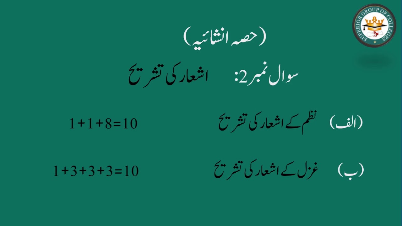 Urdu 12th ||جماعت بارھویں کا پیپرپیٹرن || paper pattern of Urdu 2nd year  || Nisab ka taruf  ||