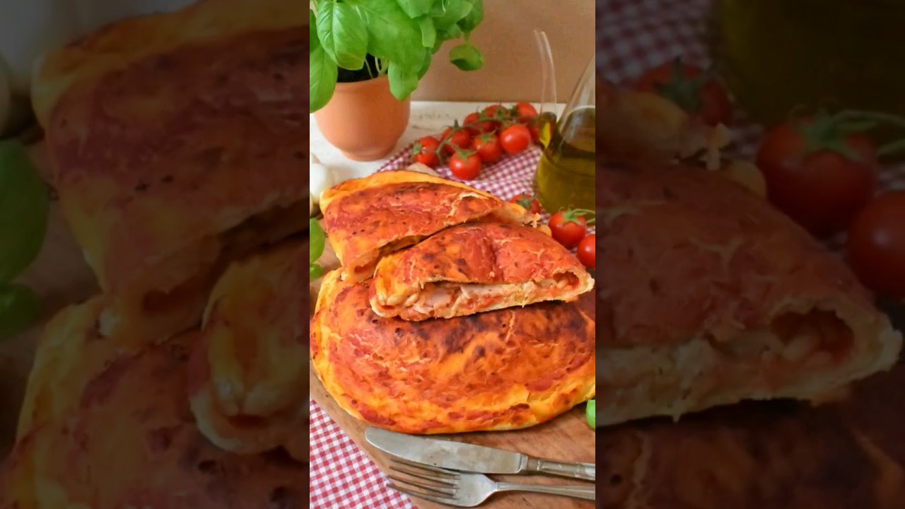 Włoskie CALZONE z szynką serem i sosem pomidorowym 🥟🍅 #shorts #calzone #calzonepizza #pizza #włochy