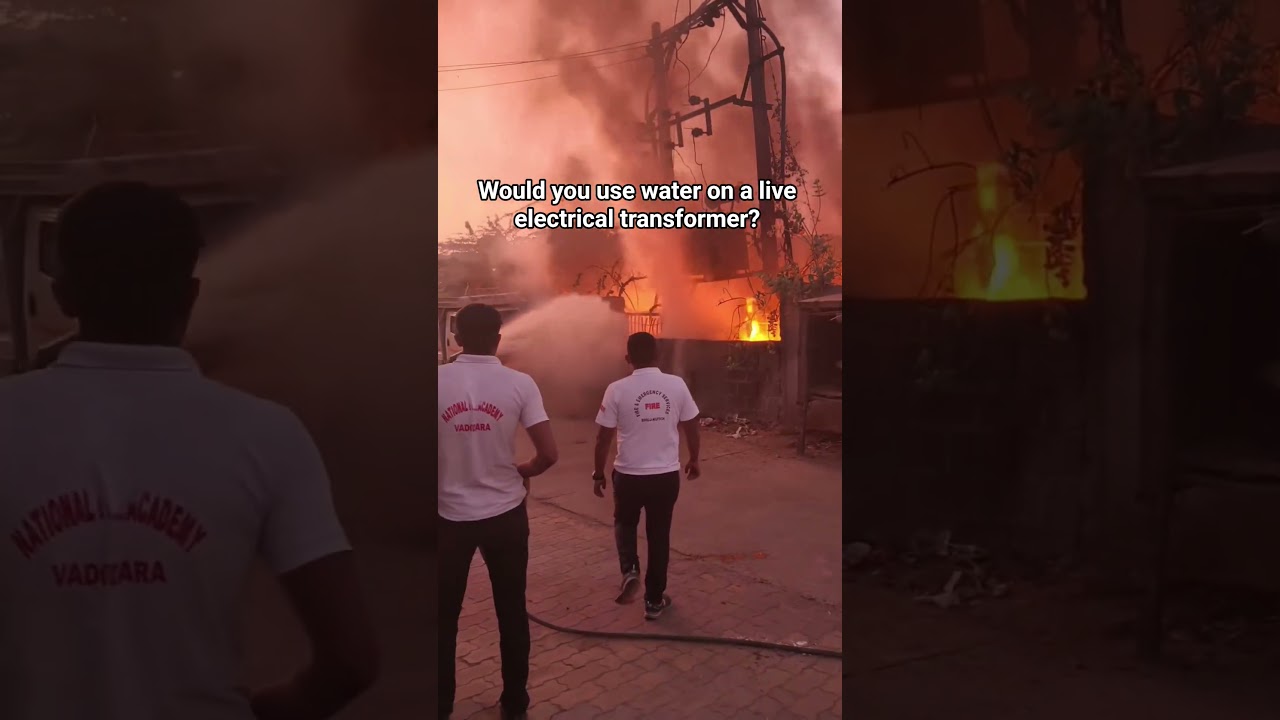 Would you use water on a live electrical transformer? #yt #elecrtic #fire #safety #awareness #shorts