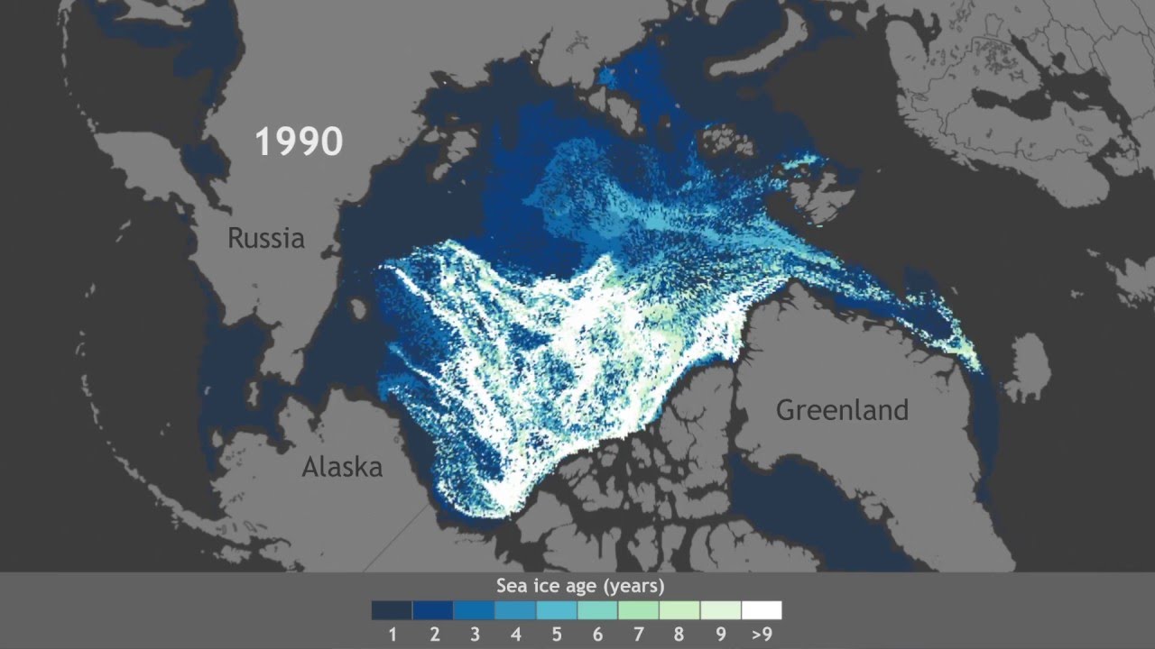 Dwindling of Arctic's oldest ice since 1990