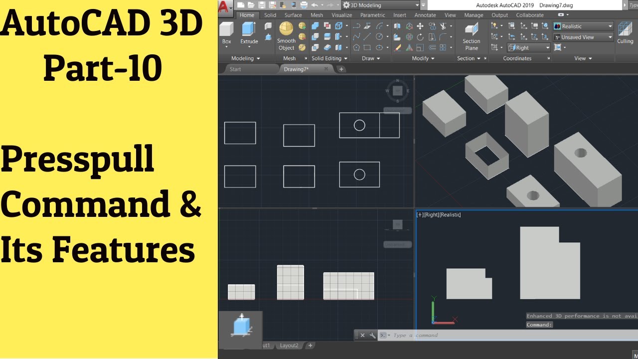 #10 AutoCAD 3D Tutorial- Presspull Command & Its Features