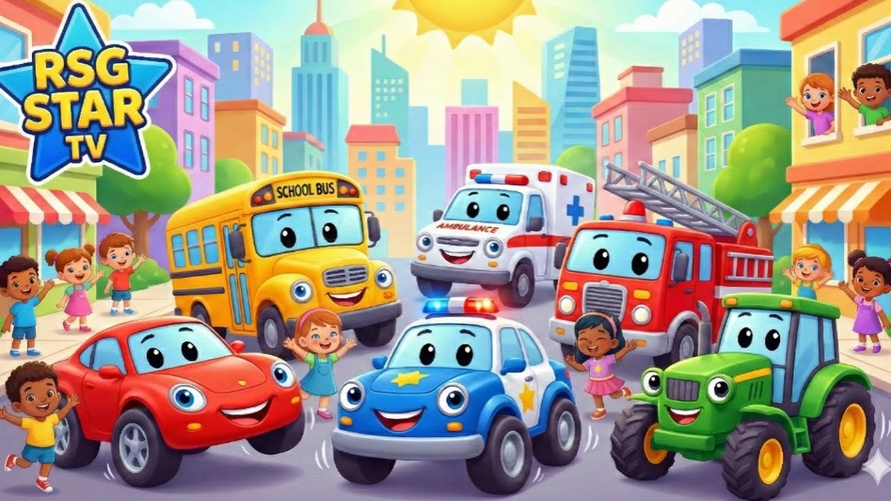 The Wheels on the Vehicles | #kids #cartoon Song in Hindi 🚗🚌🚑 #baby #cute #funny 