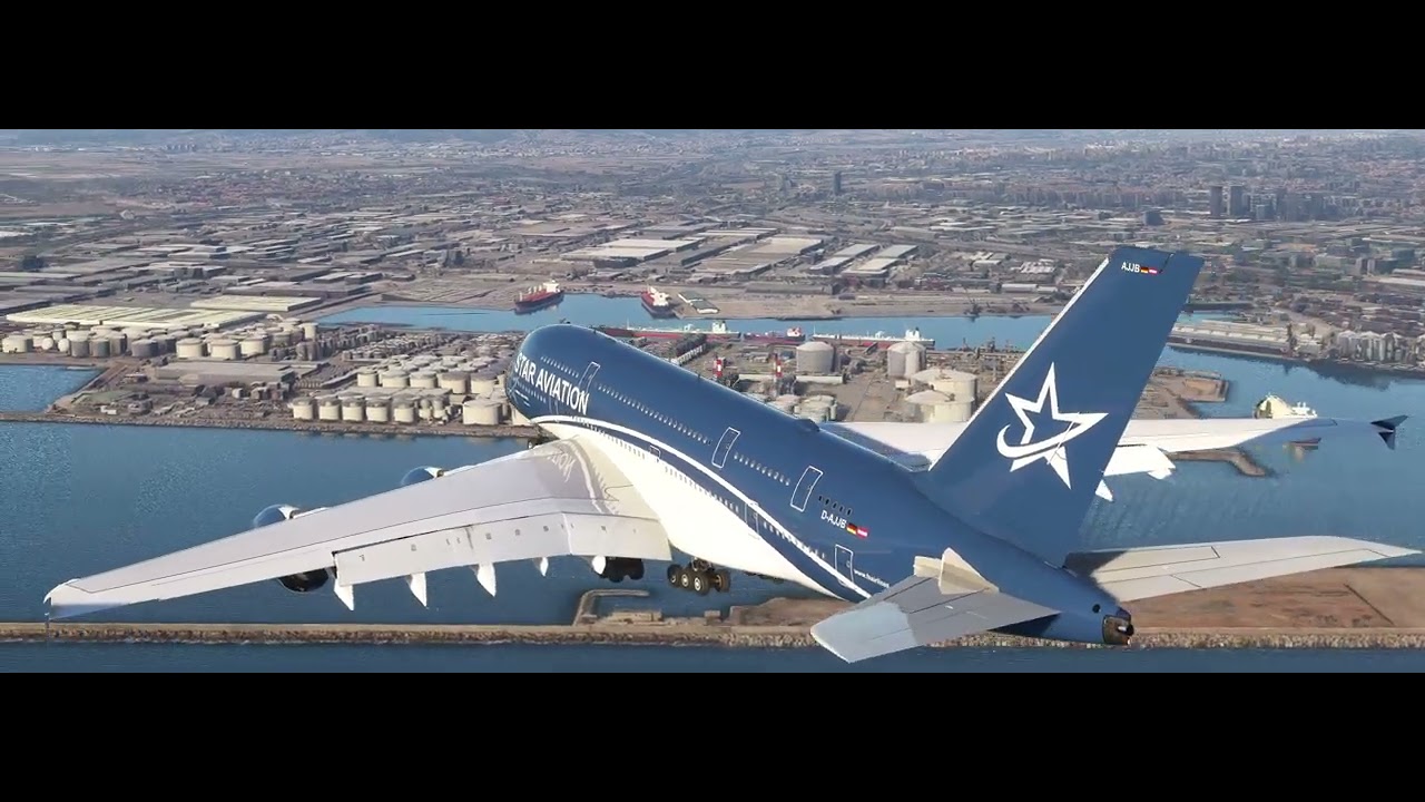 Landung Barcelona mit dem A380-800 der Star Aviation