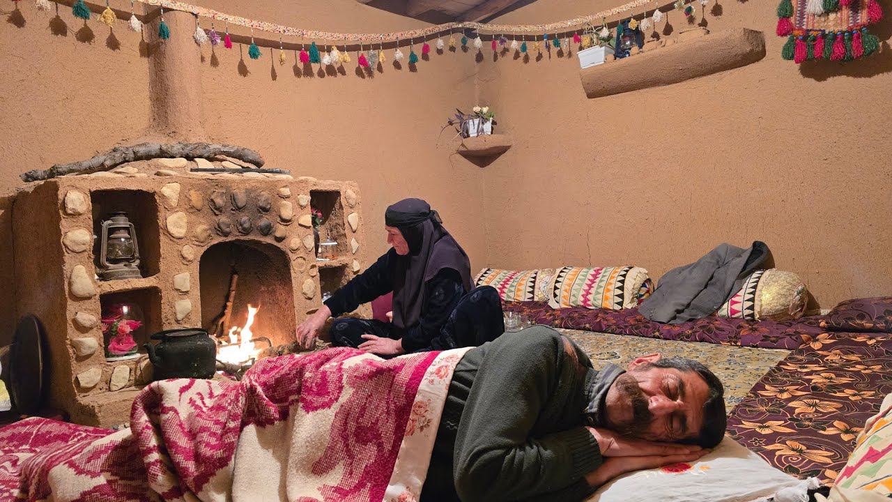 Peacebul Morning of a Village Couple | Rural Lifte. fire.Tea & Simple Local Cooking